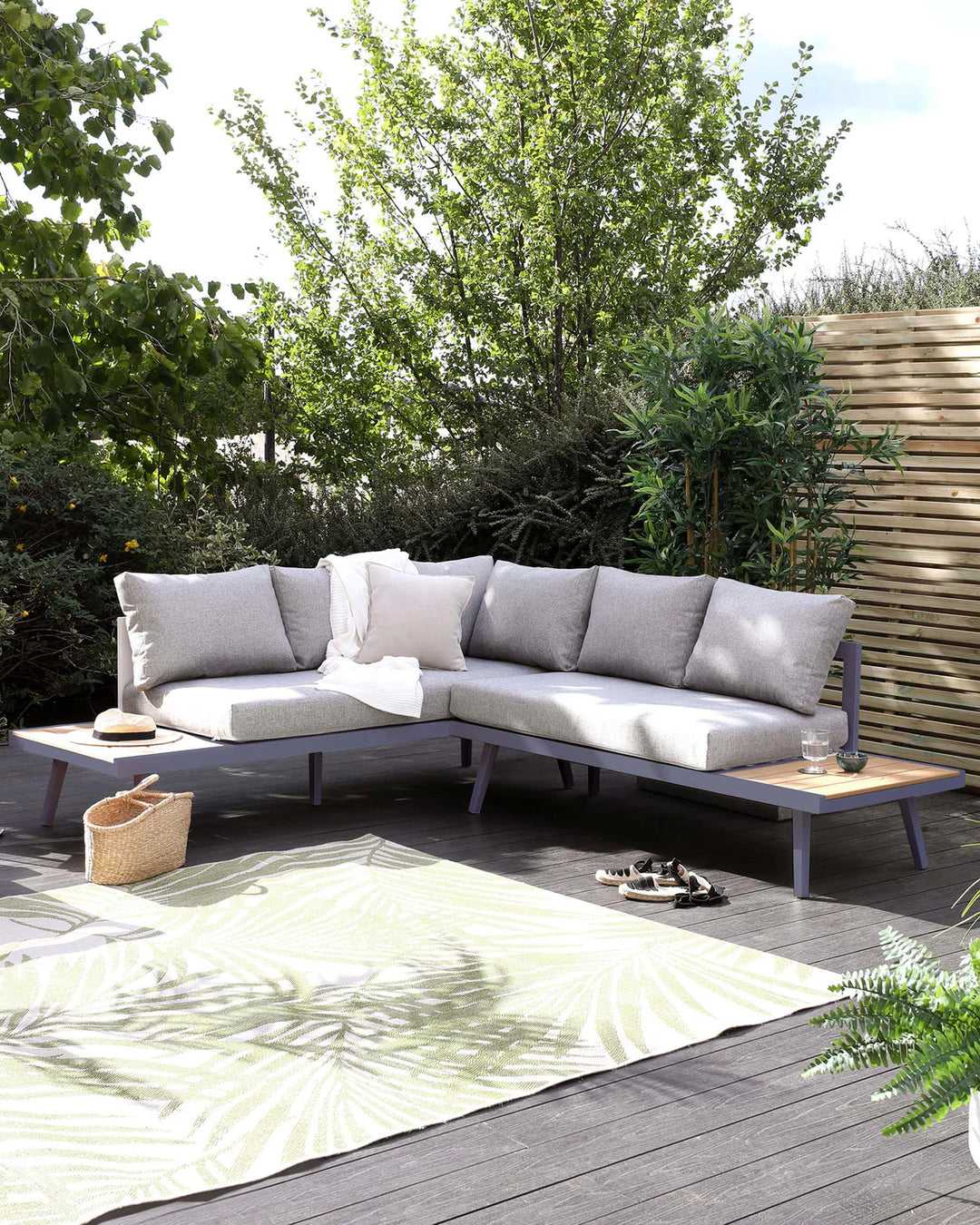 Palermo Grey Right Hand Corner Outdoor Dining Bench