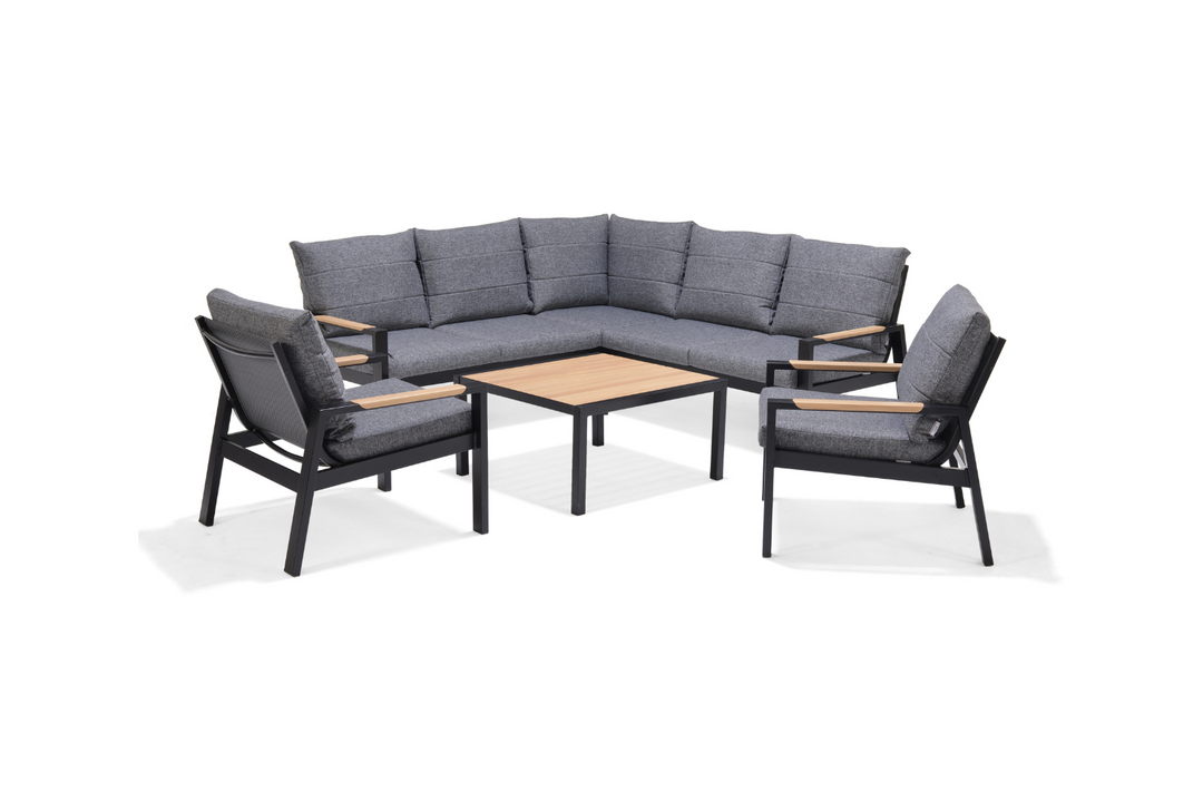 Lifestyle Garden Panama Dark Corner Set with Chairs & Coffee Table