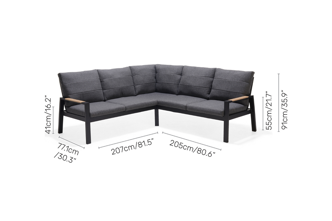 Lifestyle Garden Panama Dark Corner Set with Chairs & Coffee Table