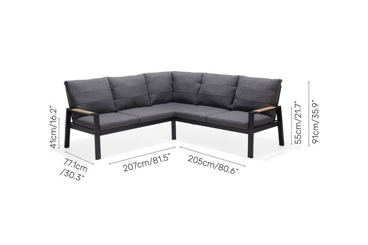 Lifestyle Garden Panama Dark Corner Set with Chairs & Coffee Table