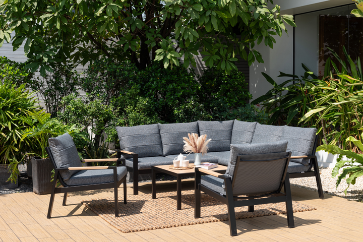 Lifestyle Garden Panama Dark Corner Set with Chairs & Coffee Table
