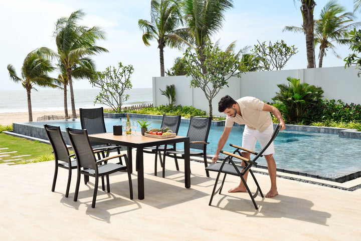 Panama 6 Seat Rectangular Dining Set with 2 Multi Position Chairs by Lifestyle Garden