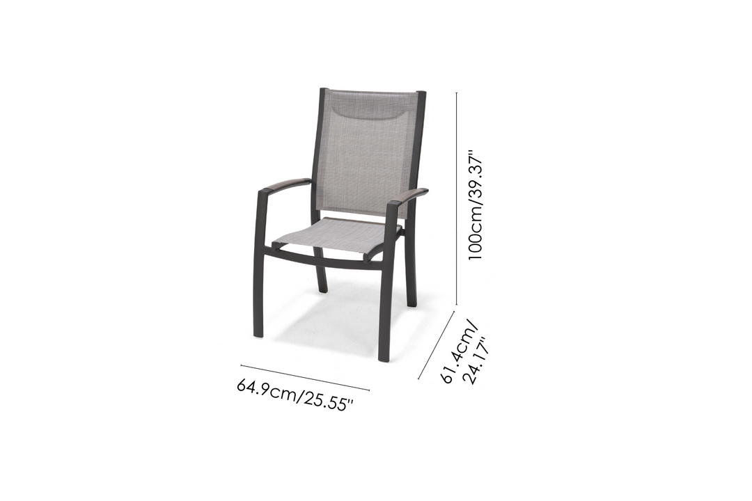 BLACK FRIDAY BUNDLE - Urbanite Dark Deluxe High Back 6 Seat Dining Set With Parasol and Base