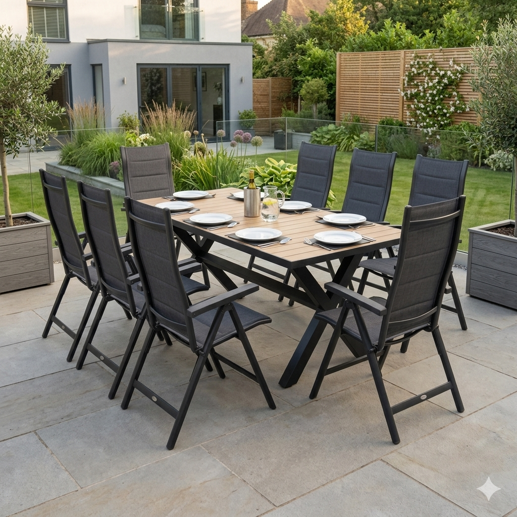 Panama-Kensington Reclining 8 Seat Rectangular Dining Set