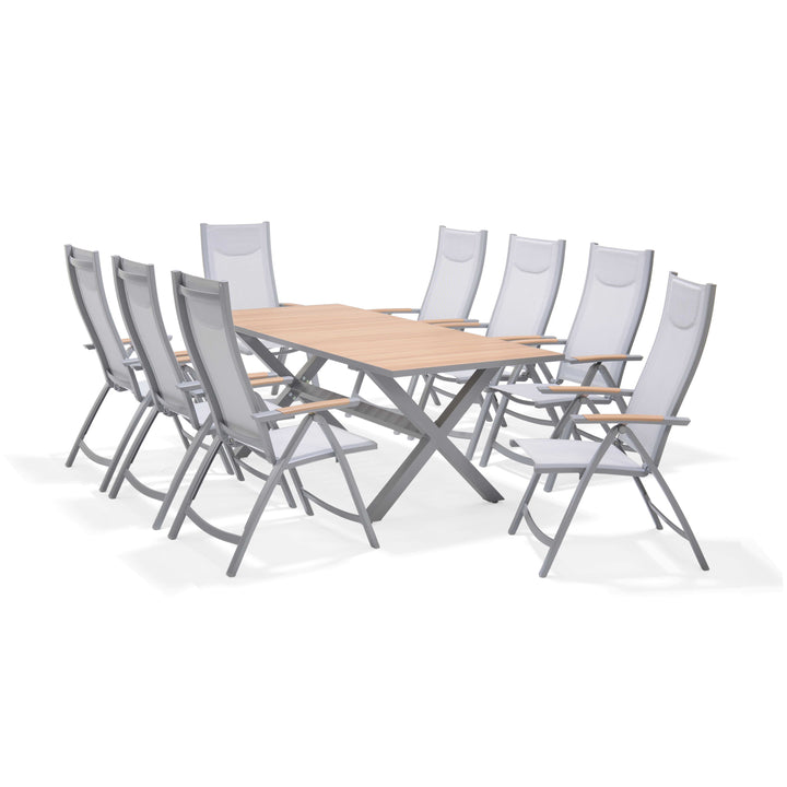 Panama Light 8 Seat Reclining Dining Set - Lifestyle Garden