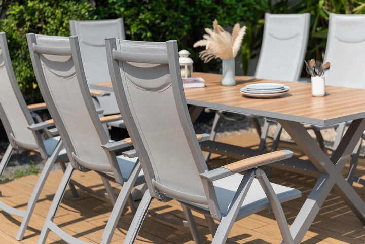 Panama Light 8 Seat Reclining Dining Set - Lifestyle Garden