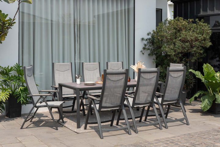 Urbanite Dark Deluxe High Back Reclining 8 Seat Dining Set - Lifestyle Garden