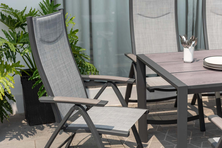 Urbanite Dark Deluxe High Back Reclining 8 Seat Dining Set - Lifestyle Garden