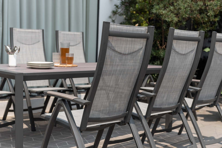 Urbanite Dark Deluxe High Back Reclining 8 Seat Dining Set - Lifestyle Garden