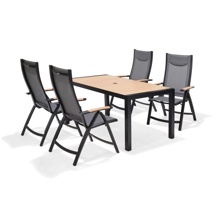 Panama Dark 4 Seat Rectangular Reclining Dining Set - Lifestyle Garden