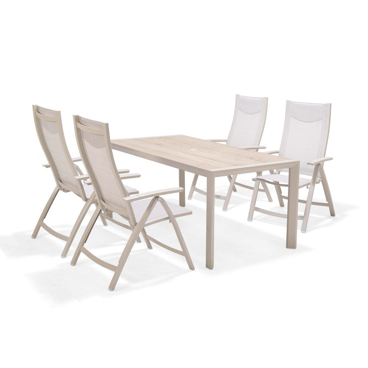 Urbanite Light Deluxe Reclining 4 Seat Rectangular Dining Set - Lifestyle Garden