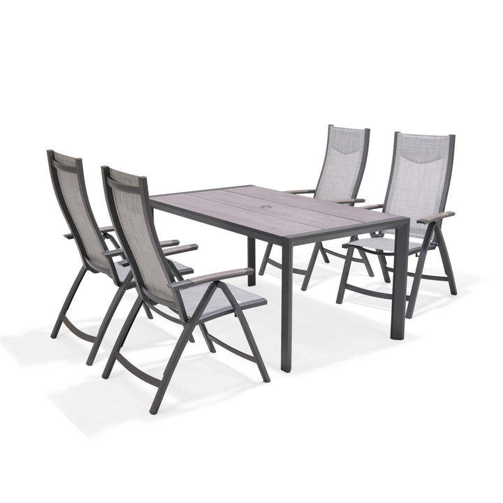 Urbanite Dark Deluxe Reclining 4 Seat Rectangular Dining Set - Lifestyle Garden