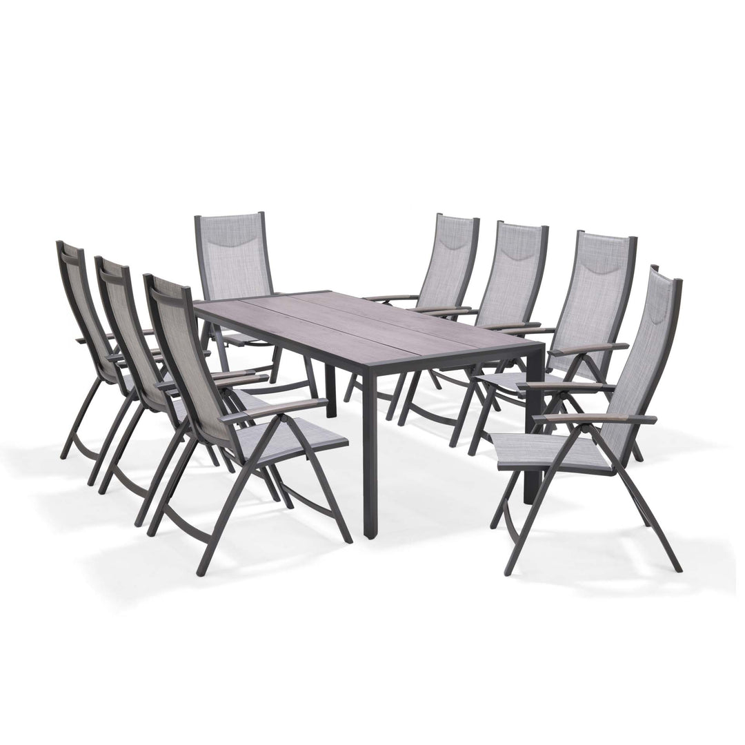 Urbanite Dark Deluxe High Back Reclining 8 Seat Dining Set - Lifestyle Garden
