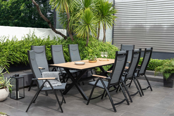 Panama Dark 8 Seat Reclining Dining Set - Lifestyle Garden