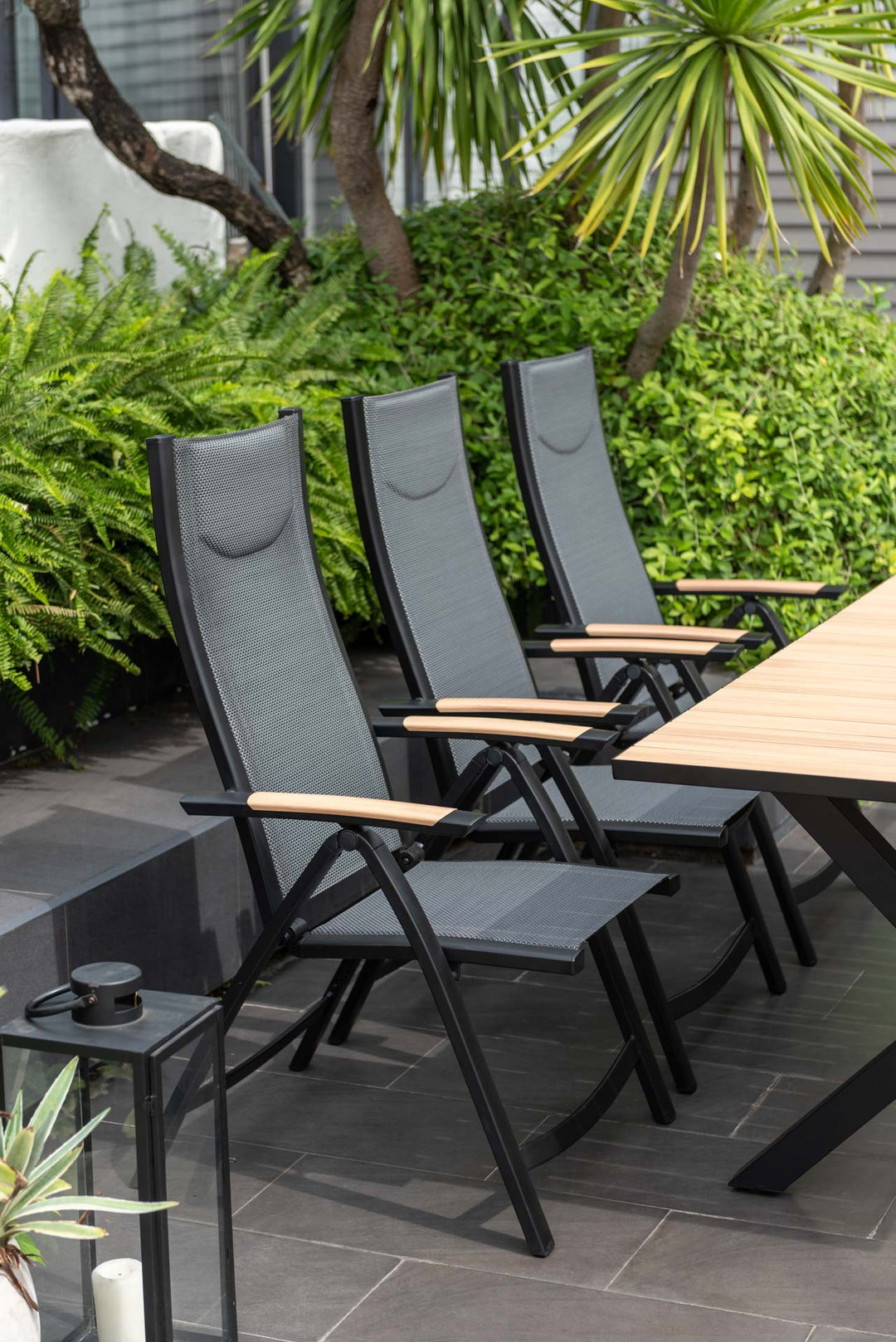 Panama Dark 6 Seat Large Reclining Dining Set - Lifestyle Garden