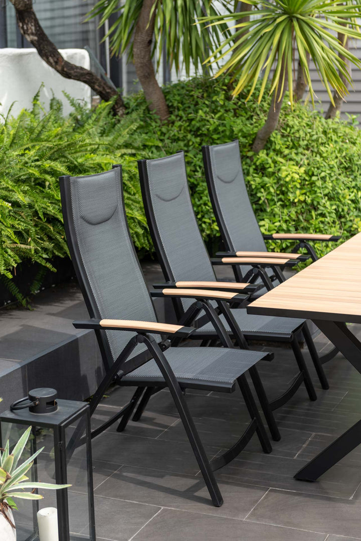 Panama Dark 6 Seat Large Reclining Dining Set - Lifestyle Garden