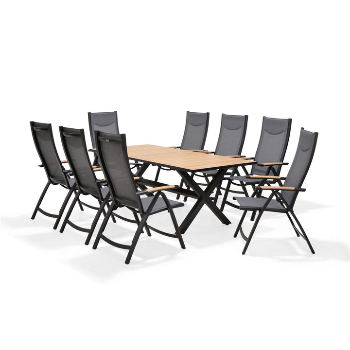Panama Dark 8 Seat Reclining Dining Set - Lifestyle Garden