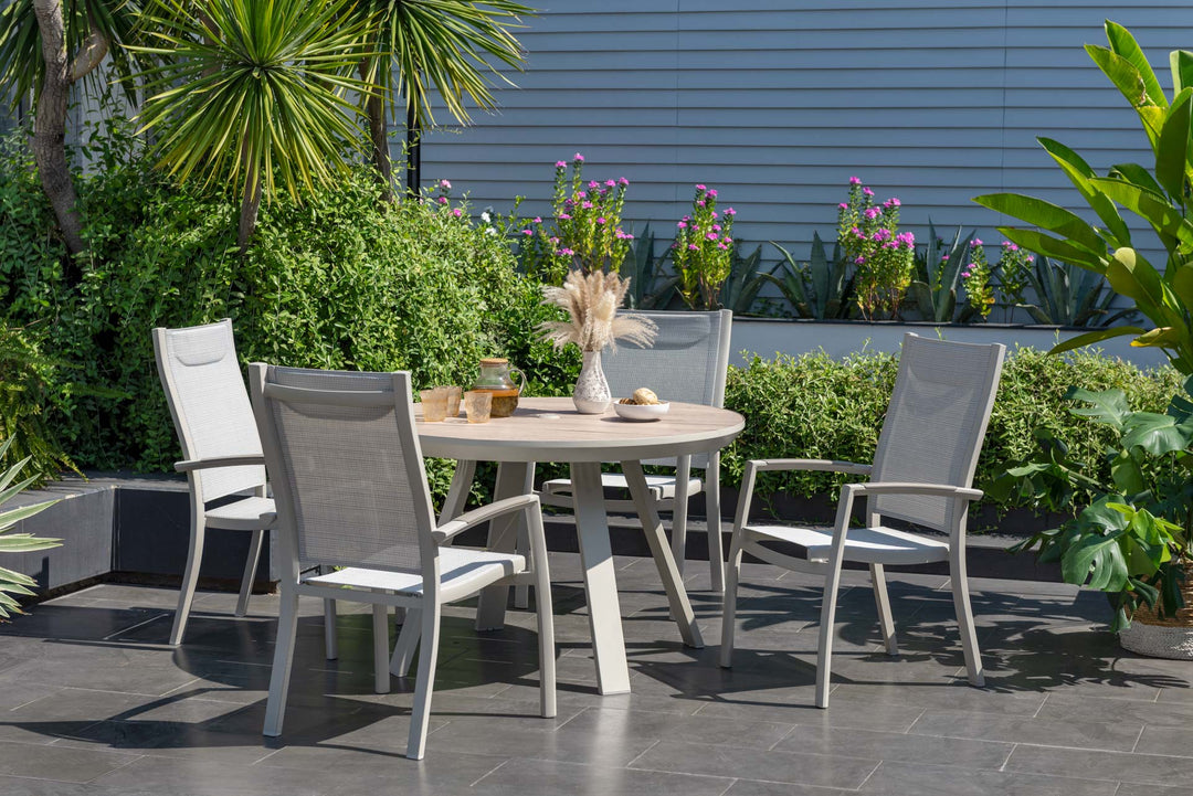 Urbanite Light Deluxe High Back 4 Seat Round Dining Set - Lifestyle Garden
