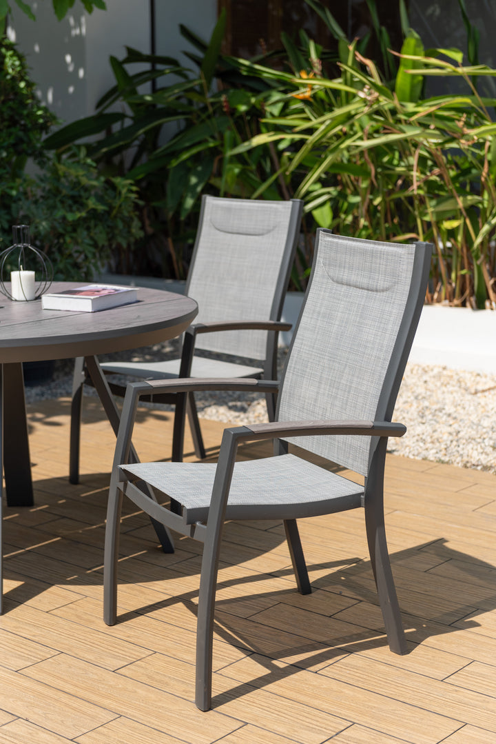Urbanite Dark Deluxe High Back 4 Seat Round Dining Set - Lifestyle Garden