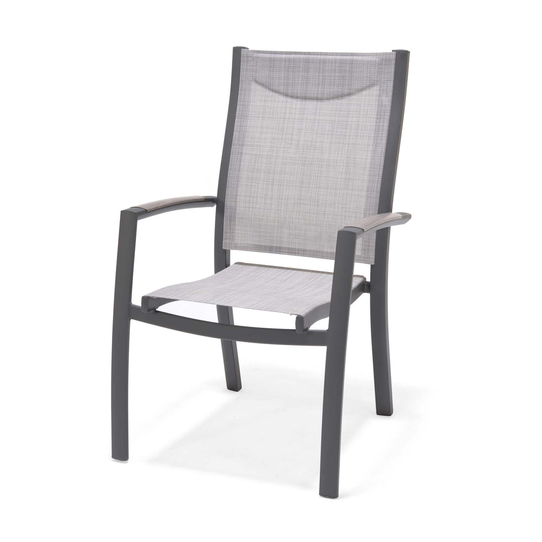 BLACK FRIDAY BUNDLE - Urbanite Dark Deluxe High Back 6 Seat Dining Set With Parasol and Base