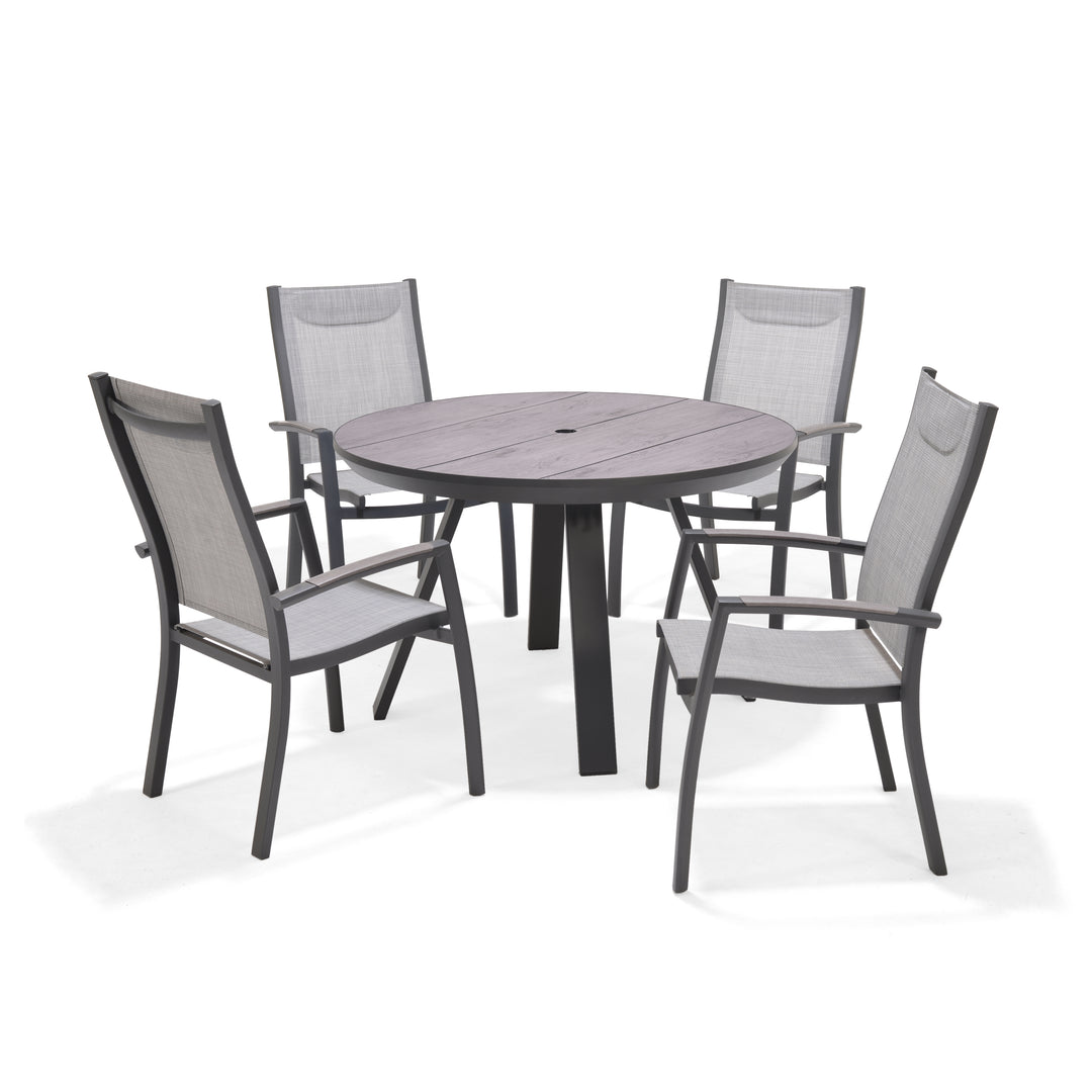 Urbanite Dark Deluxe High Back 4 Seat Round Dining Set - Lifestyle Garden