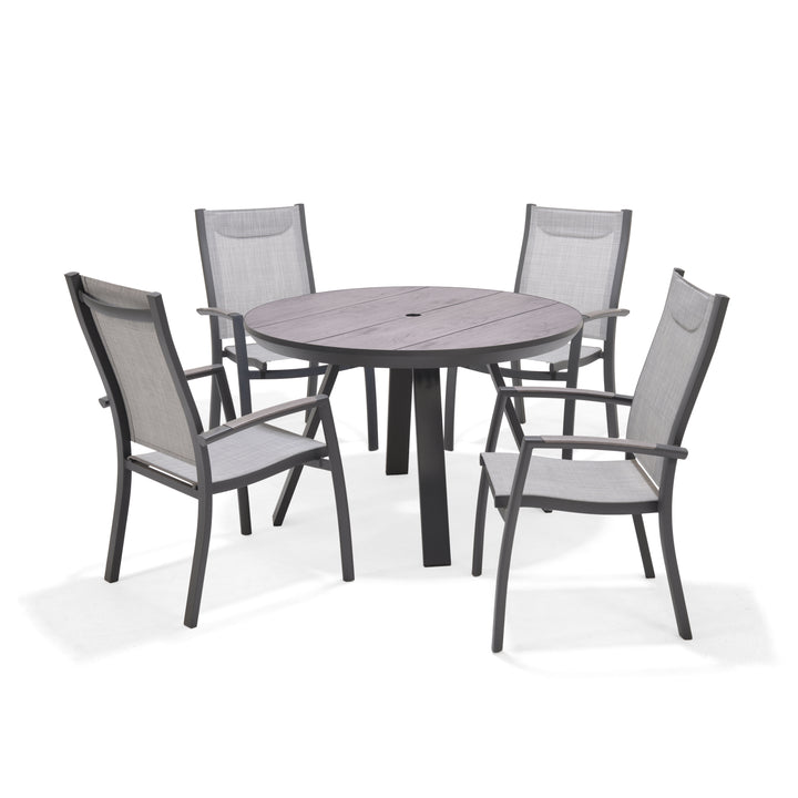 Urbanite Dark Deluxe High Back 4 Seat Round Dining Set - Lifestyle Garden