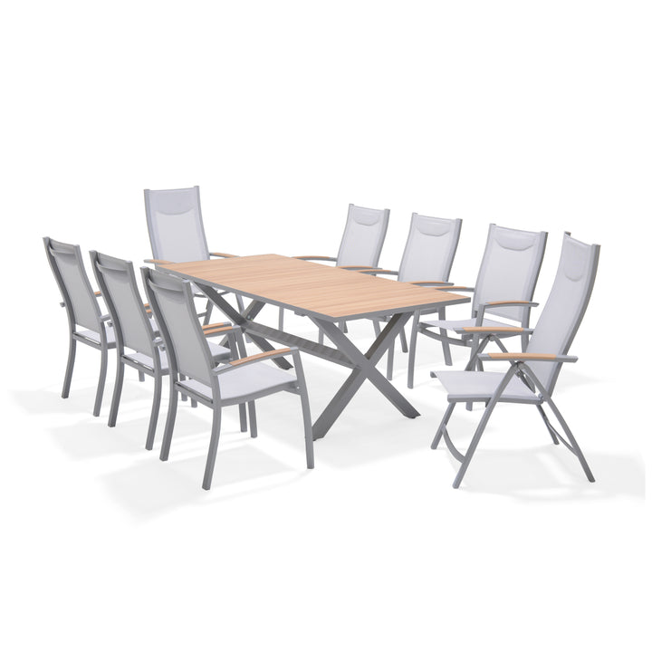 Panama Light 8 Seat Mixed Rectangular Dining Set - Lifestyle Garden