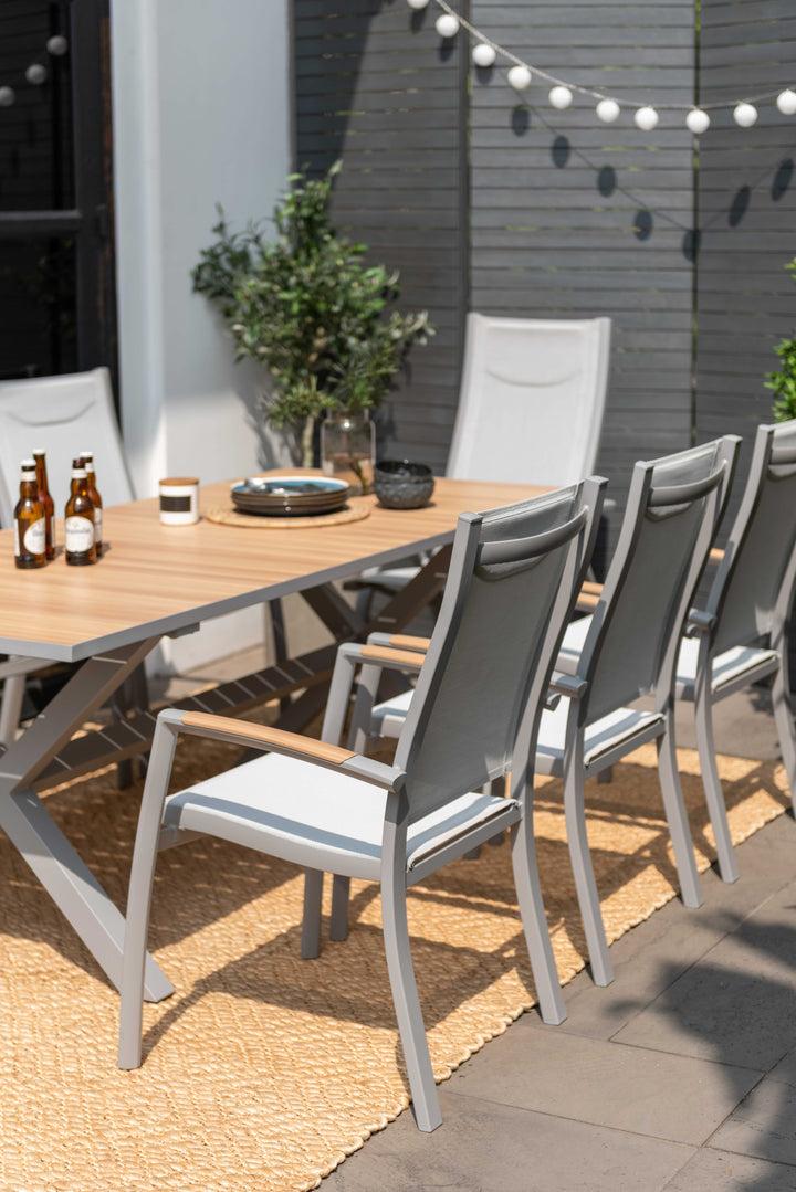 Panama Light 8 Seat Mixed Rectangular Dining Set - Lifestyle Garden