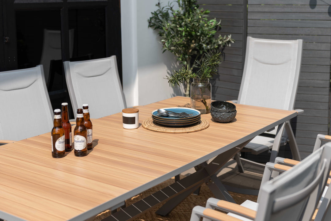 Panama Light 8 Seat Mixed Rectangular Dining Set - Lifestyle Garden