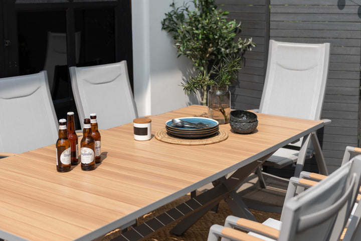Panama Light 8 Seat Mixed Rectangular Dining Set - Lifestyle Garden