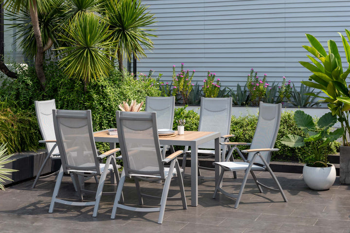 Panama Light 6 Seat Reclining Dining Set - Lifestyle Garden