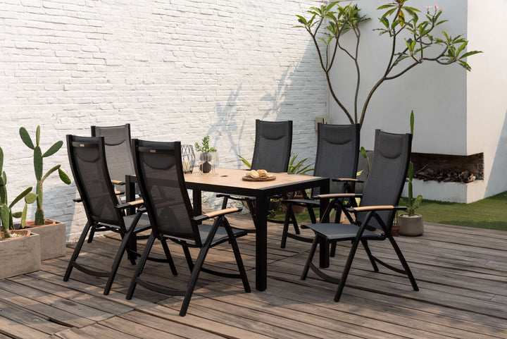 Panama Dark 6 Seat Reclining Dining Set - Lifestyle Garden