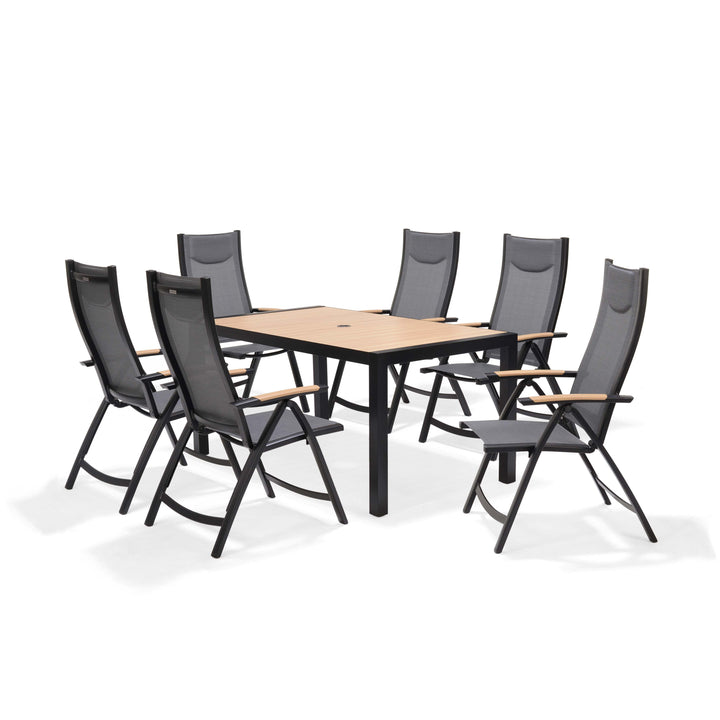 Panama Dark 6 Seat Reclining Dining Set - Lifestyle Garden