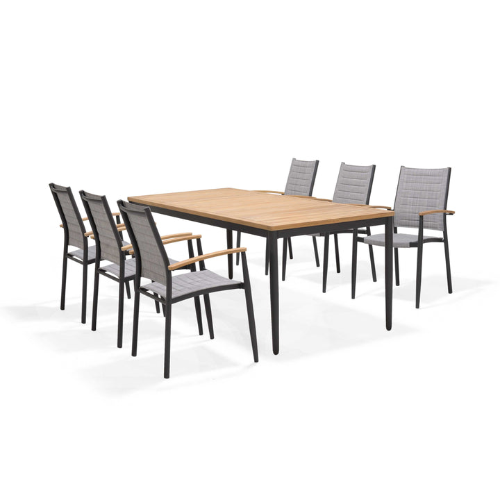 Topaz Dark 6 Seat Dining Set 201cm - Lifestyle Garden