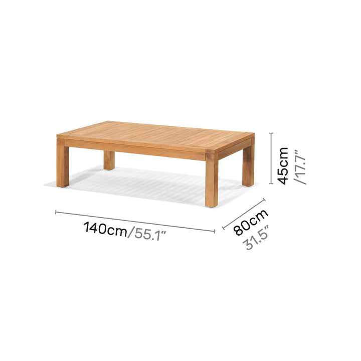 Rinjani Rectangular Teak Coffee Table 140x80x45cm