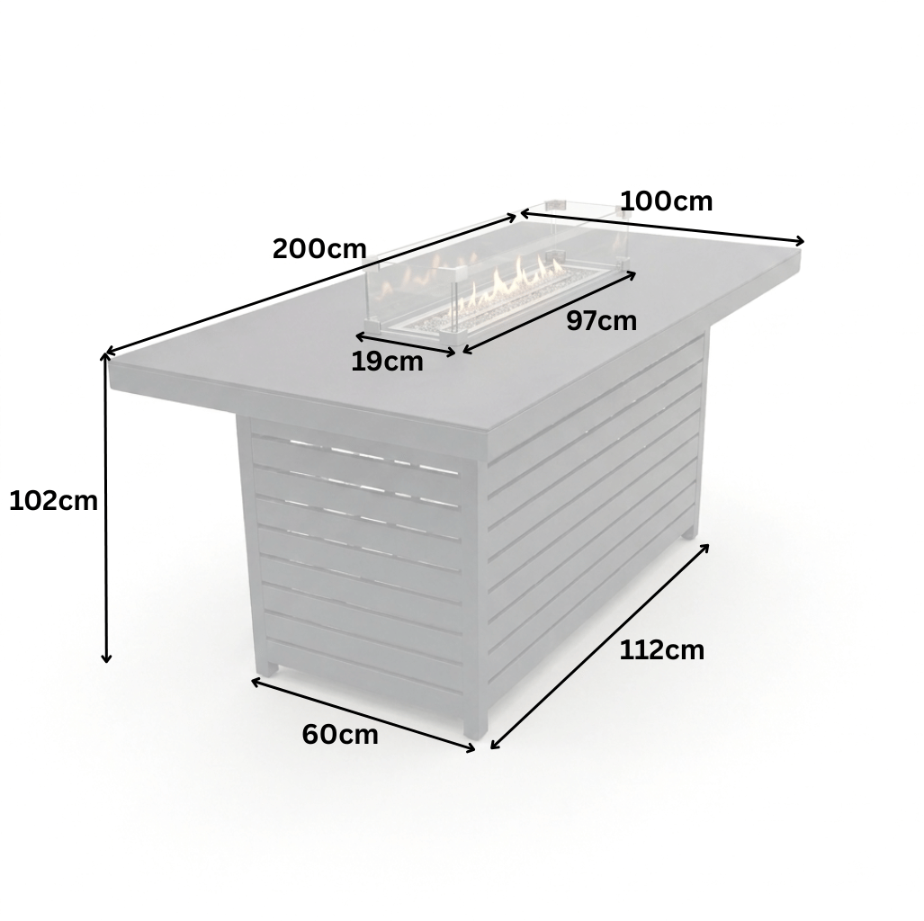 Royale 6 Seat Rectangular Bar Set with Fire Pit | KENT ONLY DELIVERY
