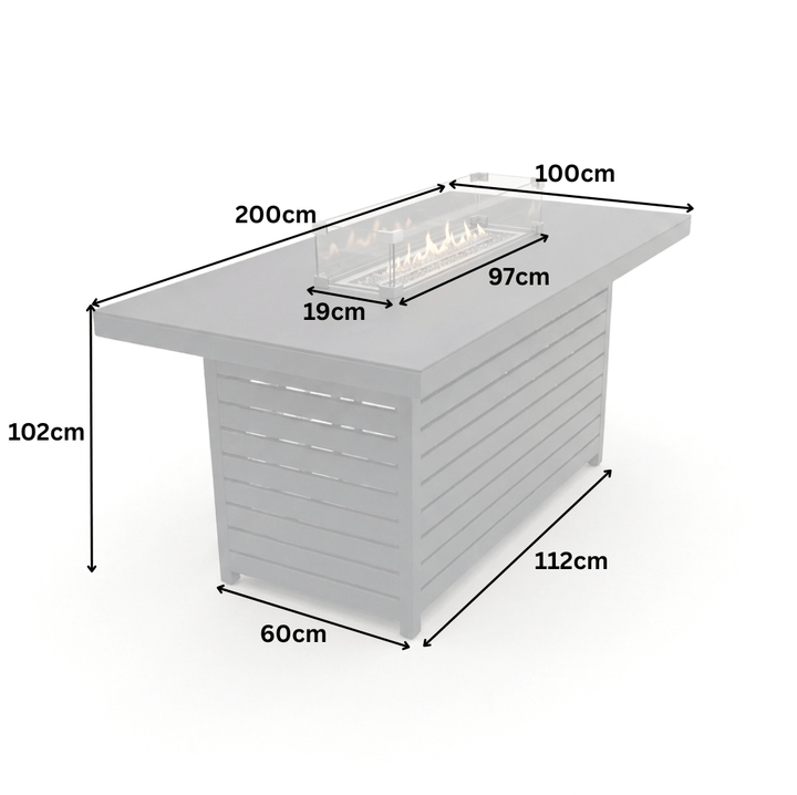 Royale 6 Seat Rectangular Bar Set with Fire Pit | KENT ONLY DELIVERY
