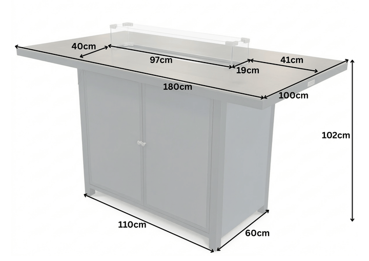 Royale Rectangular Bar Set with Fire Pit | KENT ONLY DELIVERY