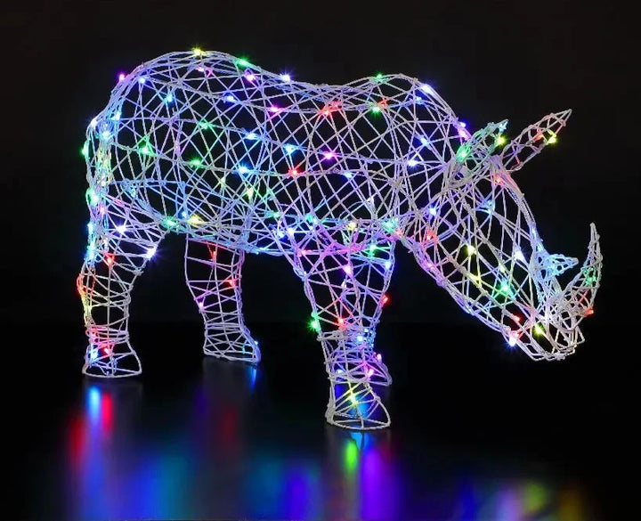 NOMA LED Colour Change Wire Frame Rhino Decoration with Remote Control