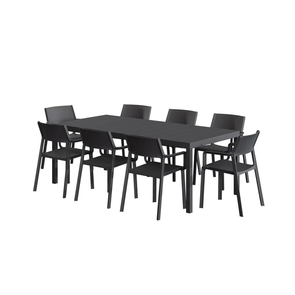 Rio 8 Seat Dining Set with Extendable Table with Trill Arm Chairs - Anthracite