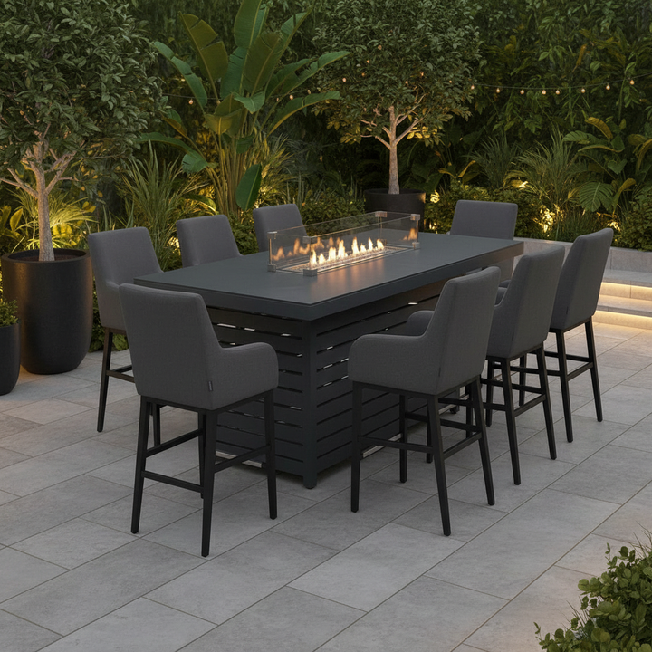 Royale 8 Seat Rectangular Bar Set with Fire Pit | KENT ONLY DELIVERY