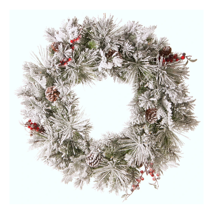 Snowy Bedford Pine 24" Wreath