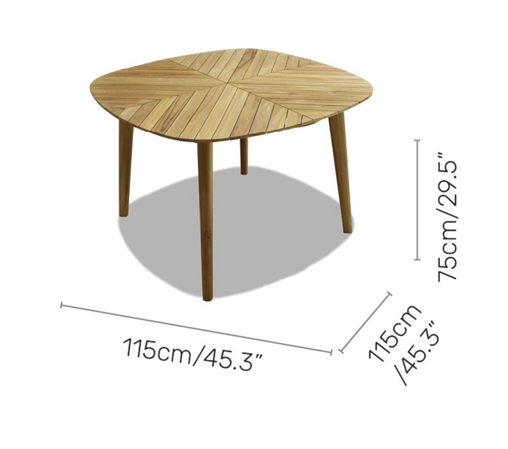 Jade 115x115cm Square Teak Dining Table - Lifestyle Garden