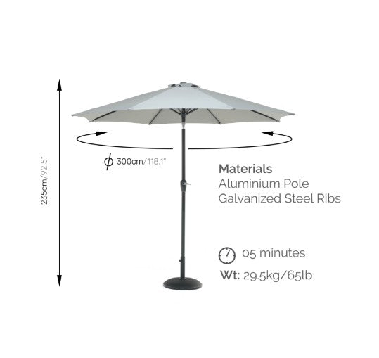 BLACK FRIDAY BUNDLE - Urbanite Dark Deluxe High Back 6 Seat Dining Set With Parasol and Base