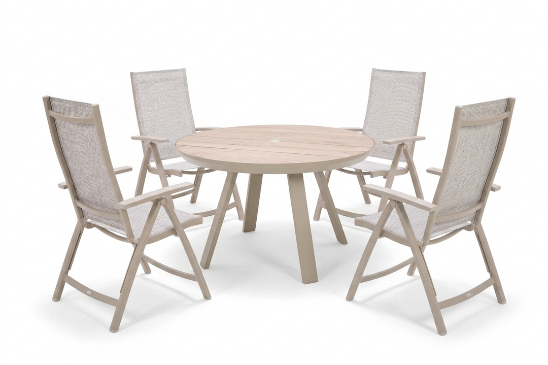 Lifestyle Garden Solana-Urbanite Light Reclining 4 Seat Round Dining Set
