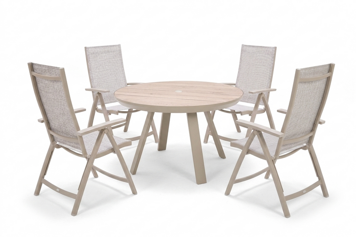 Lifestyle Garden Solana-Urbanite Light Reclining 4 Seat Round Dining Set