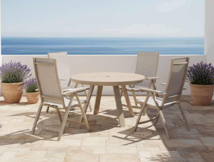 Lifestyle Garden Solana-Urbanite Light Reclining 4 Seat Round Dining Set