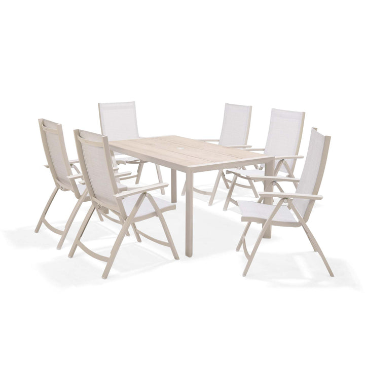 Lifestyle Garden Solana-Urbanite Light 6 Seater Reclining Rectangular Dining Set