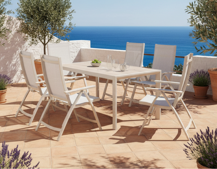 Lifestyle Garden Solana-Urbanite Light 6 Seater Reclining Rectangular Dining Set
