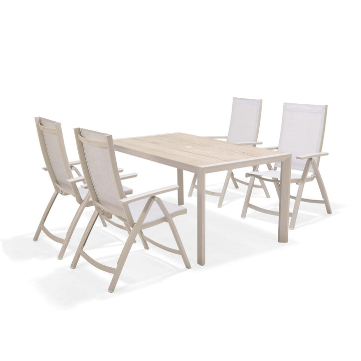 Lifestyle Garden Solana-Urbanite Light 4 Seater Reclining Rectangular Dining Set
